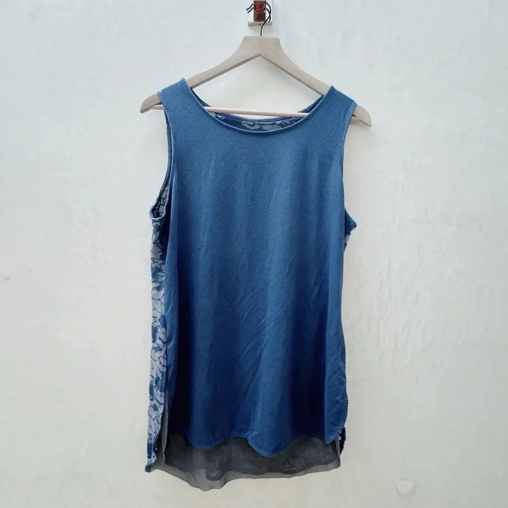 Tangerine || Women's Work Out Top Sleeveless with Mesh Design Large